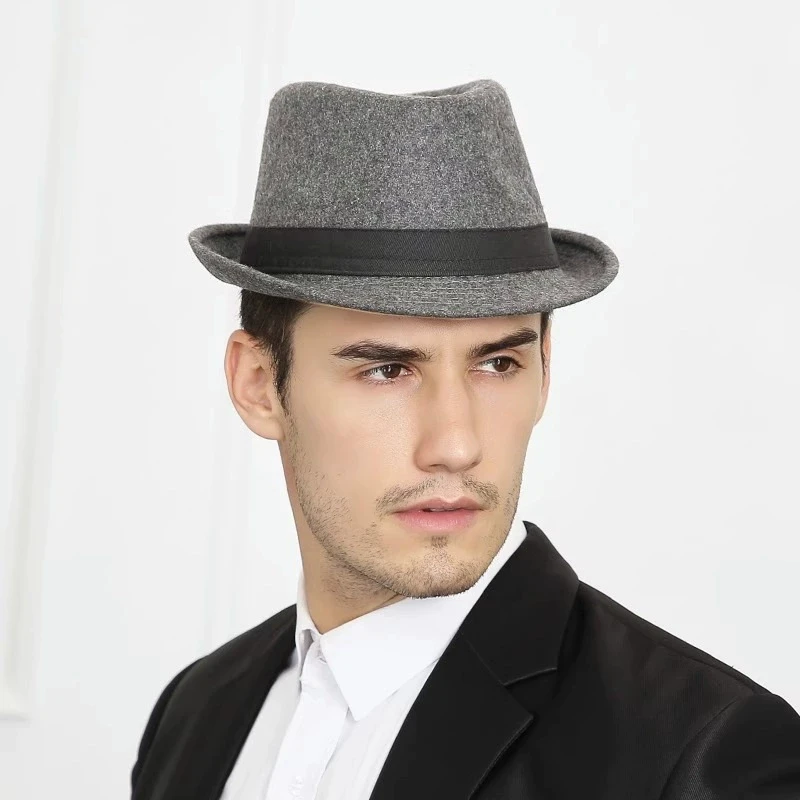 Hut für Männer, neuer Herbst-Winter-Stil, britischer Stil, Herren-Jazzhut, einfache schlichte Wollmütze, mittleres Alter und ältere Menschen, Gentleman-Hut – Detail 4