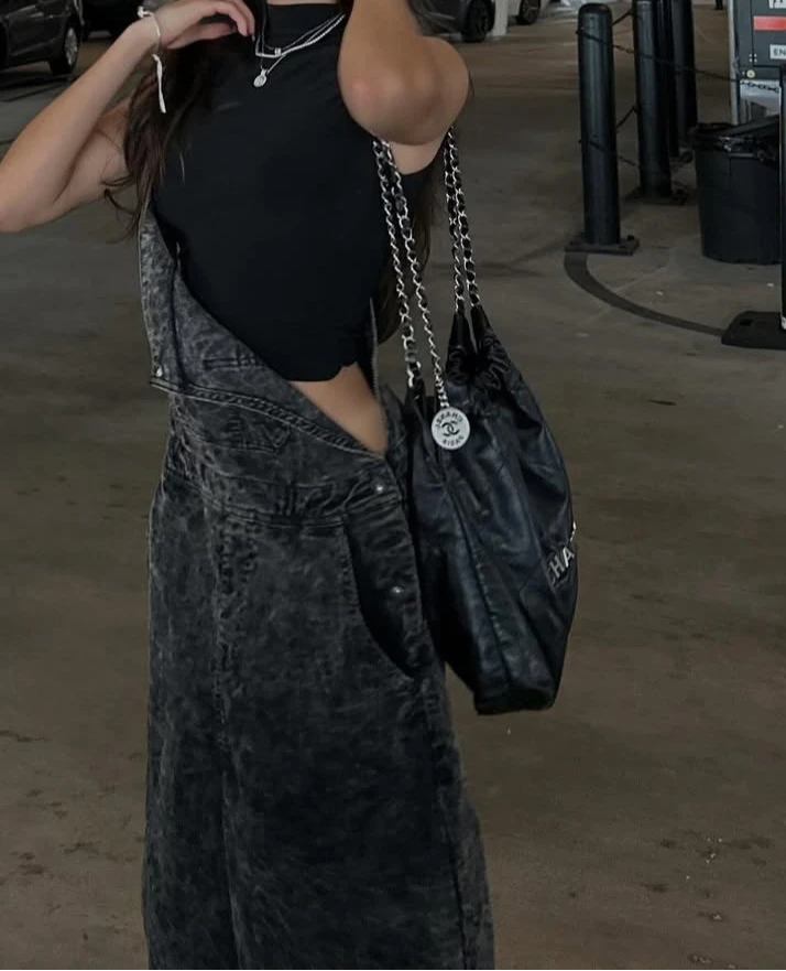 Le nouveau pantalon en Denim à jambes larges avec bretelles délavées, de marque Streetwear, élégant, haut de gamme et ample pour les femmes