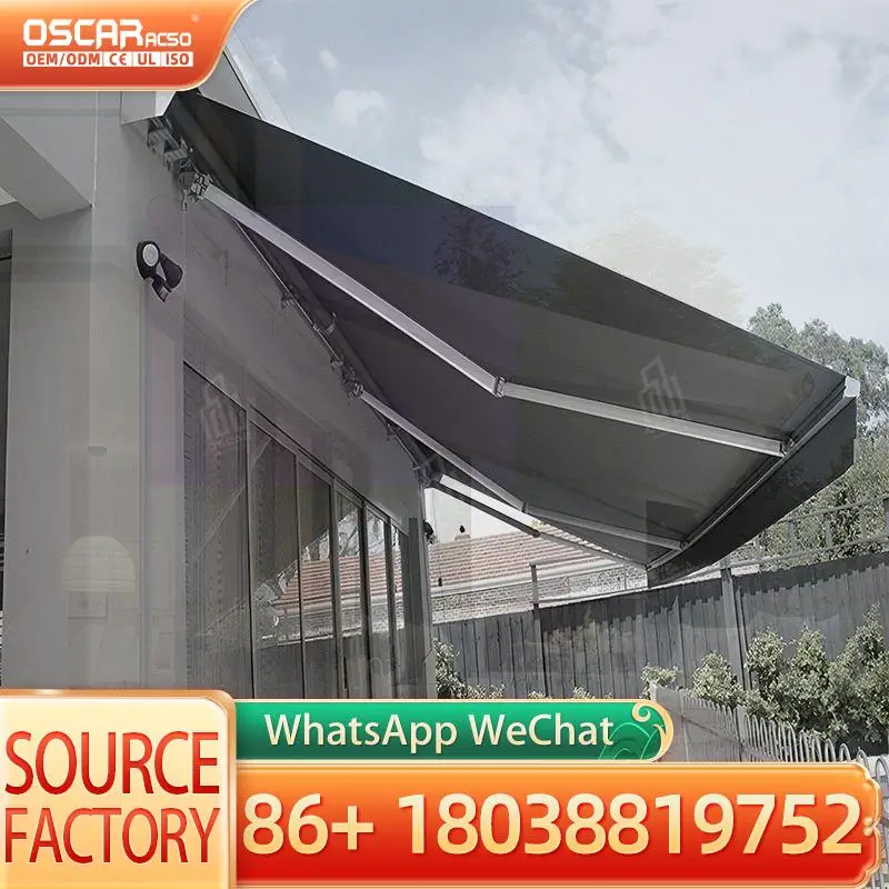 

4*3M Motorized Retractable Full Cassette Awning Heavy Duty Canopy Remote Control Aluminum Frame PC Sail Material for Patio Garde