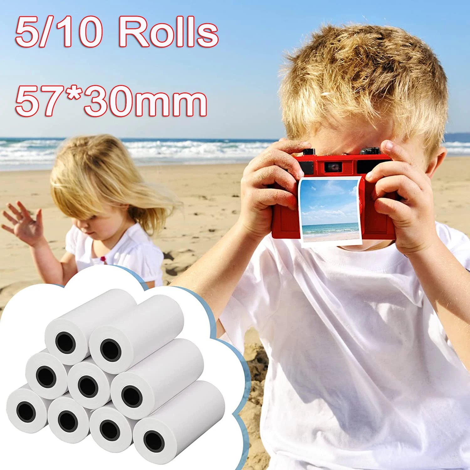 57*30mm Thermal Paper Color White for Children Camera Instant Printer and Kids Camera Printing Paper Replacement Accessories