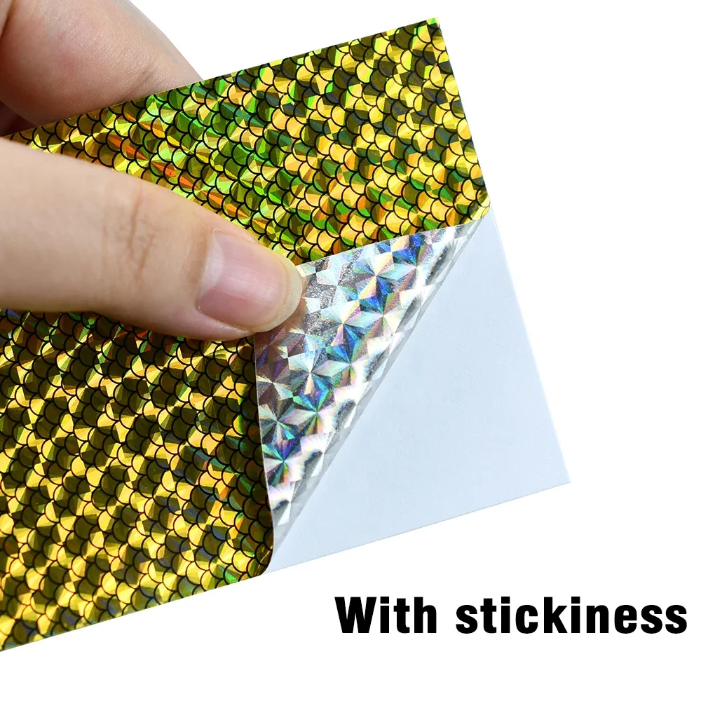 Holographic Fish Scale Lure Stickers, Laser Reflective Flash Adhesive Film Sheets, Waterproof DIY Fishing Bait Decals for Lure