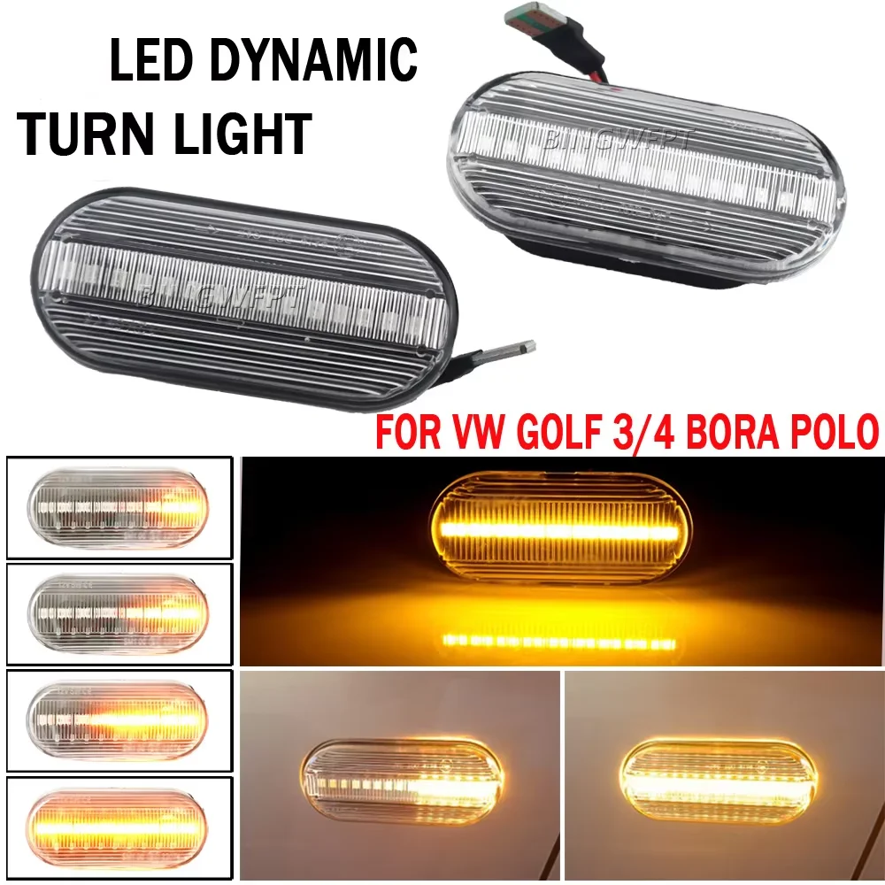 2pcs Sequential Blinker Light LED Dynamic Side Marker Turn Signal Light For VW Bora 1998 1999 2000 2001 2002 2003 2004 2005