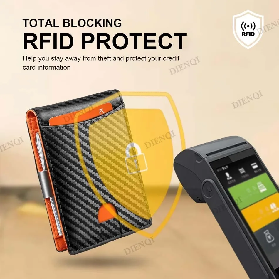 Carbon Fiber Wallet for Men Luxury Rfid Slim Thin Credit Card Holder Wallet Purse Smart Small Short Cardholder Case Carteras