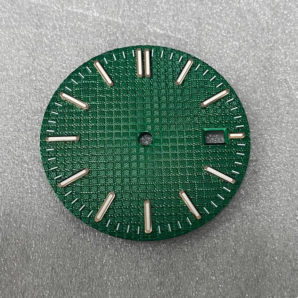 31.8mm Watch Dial + Hands Green Luminous Watch Faces Replacement Accessories for NH35 Movement Rose Nail/Silver Nail