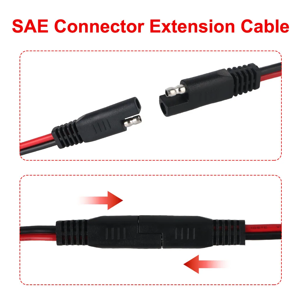 12V Charger Cable 2Pcs Quick Release SAE to O Ring Terminal With 10A Fuse For Motorcycle Battery For Battery Charger/Maintainer