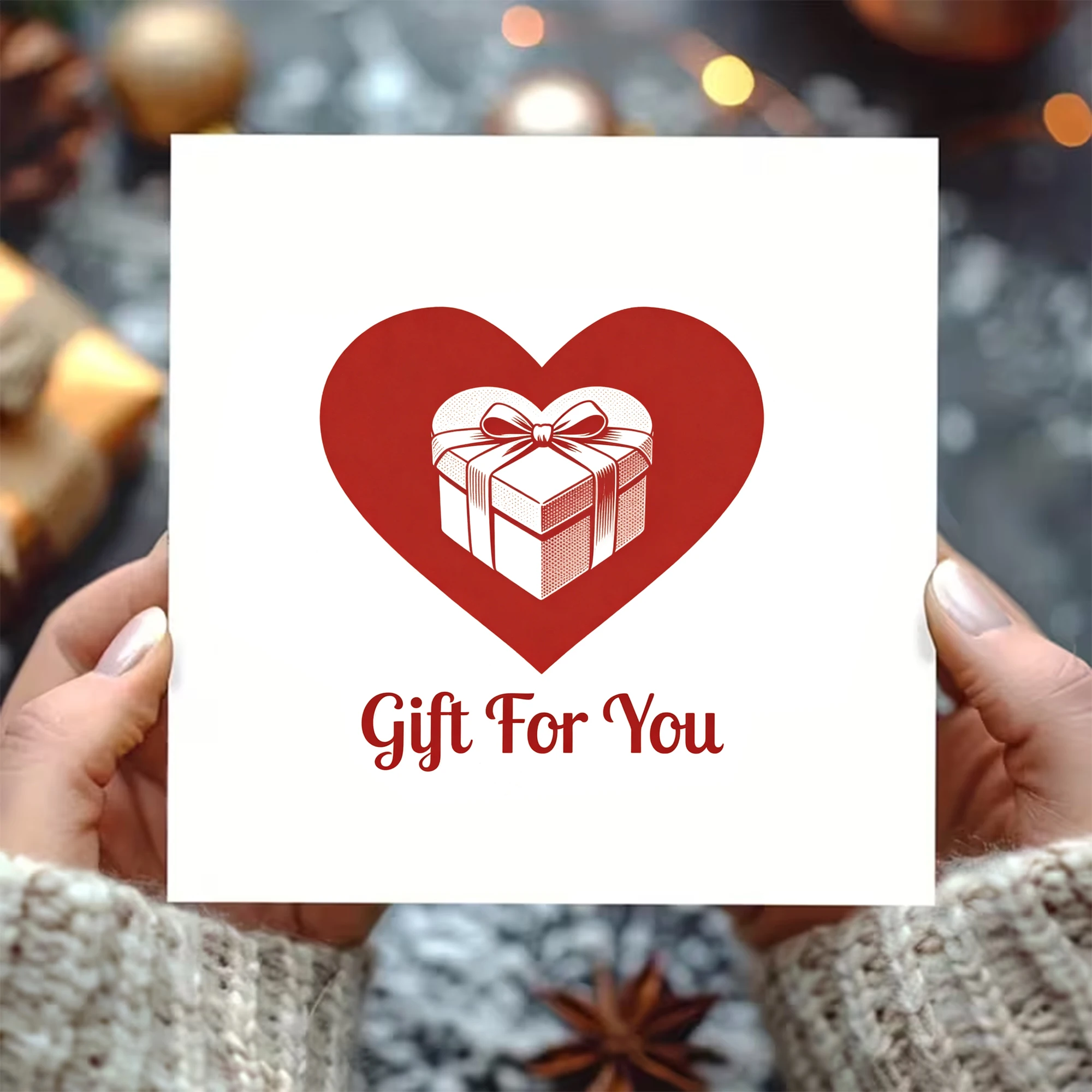 2 Stück (1 Stück Grußkarte + 1 Stück Umschlag), quadratische Grußkarte und Umschlag, weiße Grußkarte, Valentinstags-Grußkarte, mit Herz-Geschenkmuster-Design, besonders für Liebe, Geburtstage,
