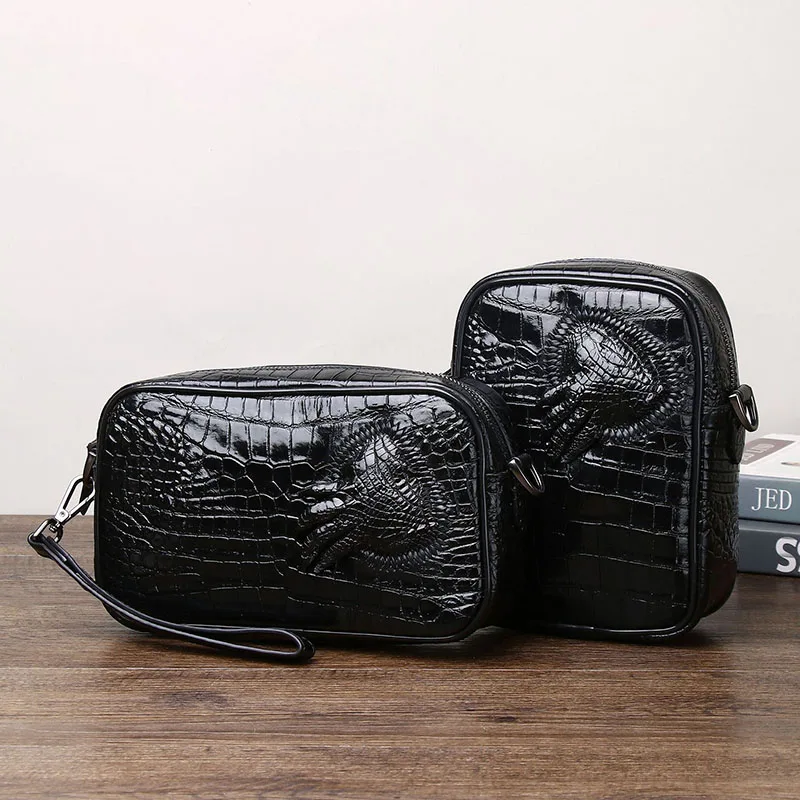 

Crocodile Pattern Crossbody Bag for Men, Claw Single Shoulder Bag, Versatile Casual Phone Bag, Real Leather Bag, New