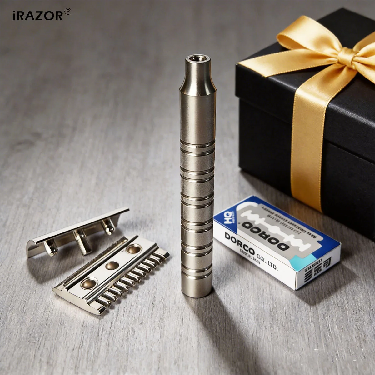 iRAZOR CNC 316 Stainless Steel Double Edge Razor Men's Safety Razor Anti-Slip Grip Classic Wet Shaving Razor Durable DE Shaver