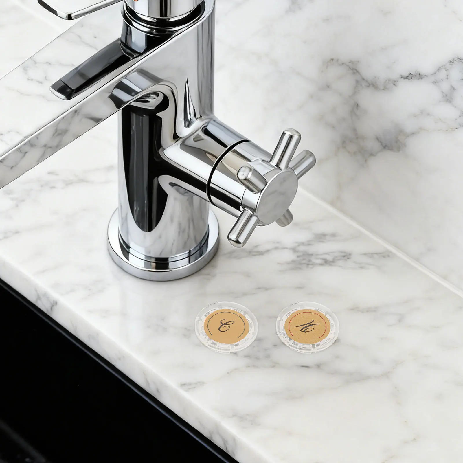 

4Pairs Hot Cold Indicator Buttons Bathroom Faucet Handle Emblem Replacement Caps Decorative Tap Knob Covers for Sink Shower