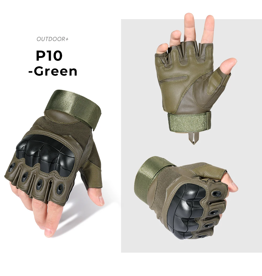 PU Leather Tactical Half Finger Gloves Airsoft Combat Shooting Hunting Paintball Outdoor Work Anti-skid Fingerless Men Women