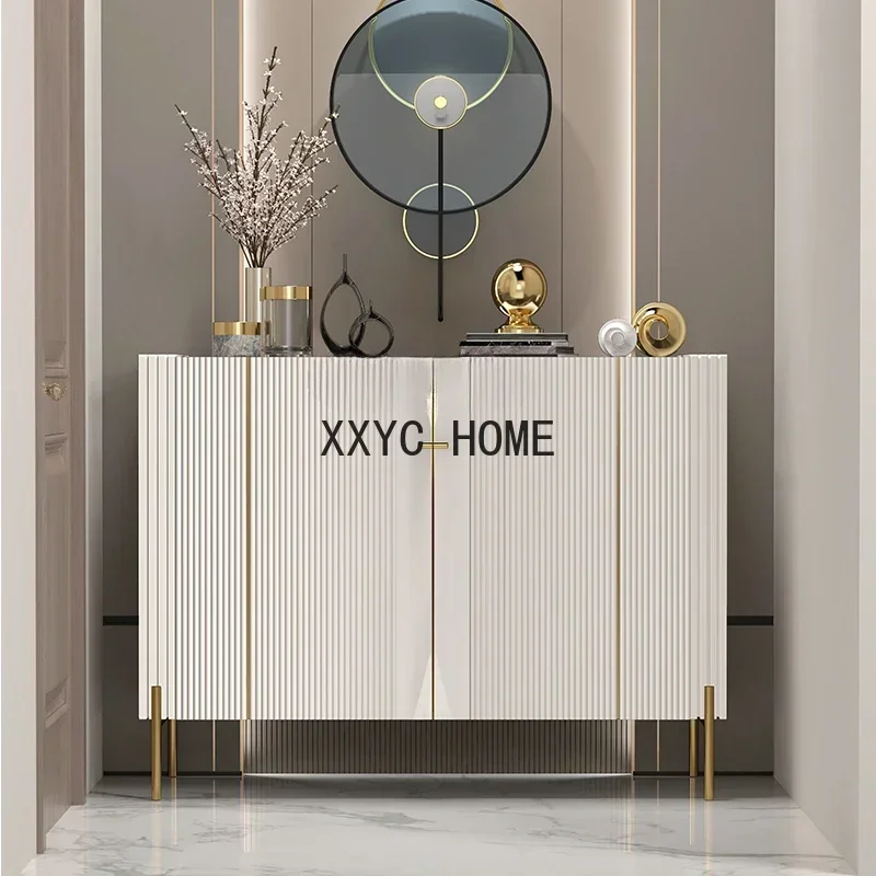 Modern Light Luxury Entrance Cabinet Italian Stone Plate Simple Sideboard Cabinet Entrance Foyer Storage Curio Cabinet