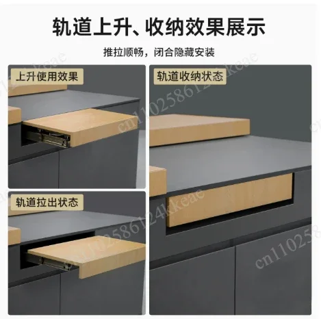 Table Top Rising Sliding Rail Hardware Kit, Buffer Extension Track for Dining Table Desk & Folding Table Mechanism