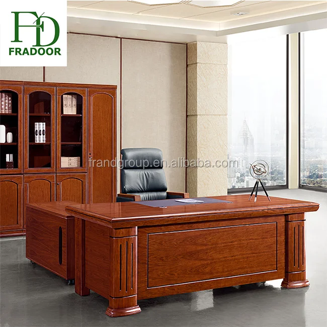 Commercial Building Project Classic Office Furniture High End Wood Veneer Director Boss Desk