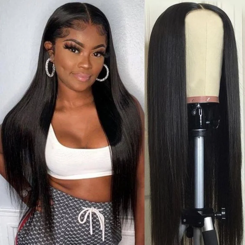 

Straight 13x4 13x6 Lace Frontal Wig Natural Brazilian Human Hair Wigs Pre Plucked Transparent With Baby Hair For Women 20-28Inch