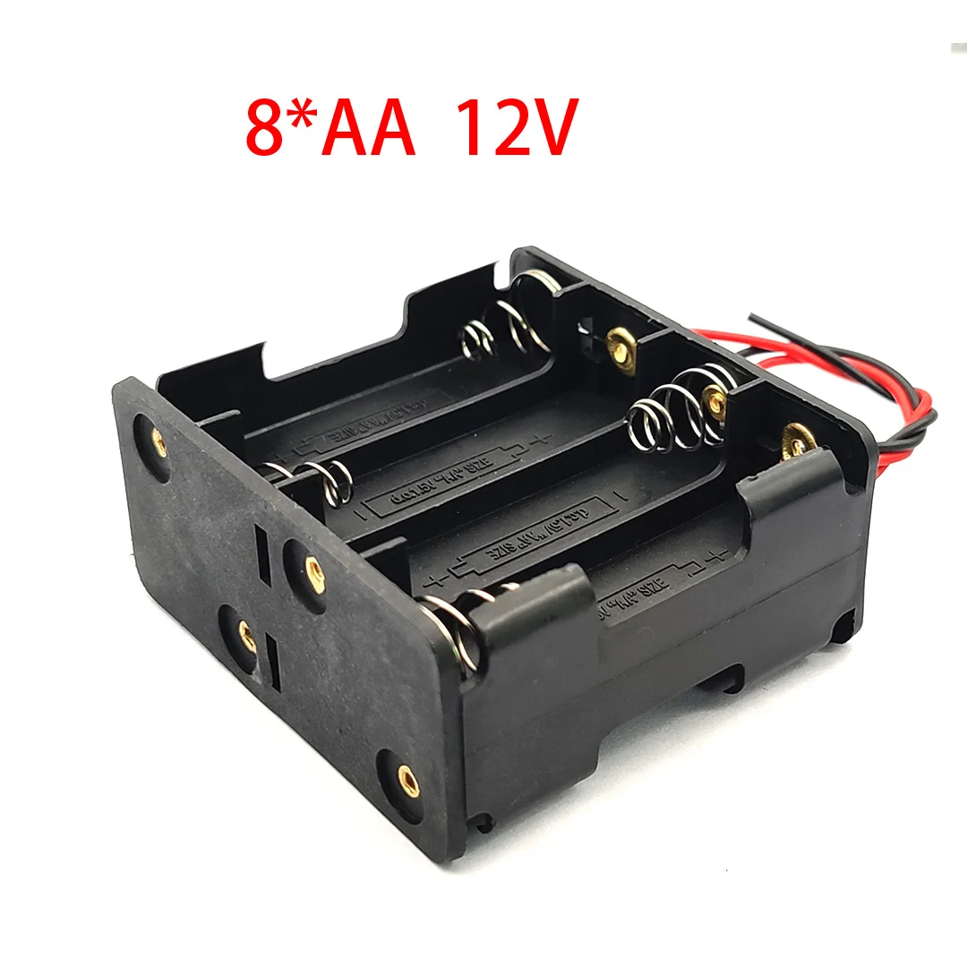 8AA 12V Battery Clip Slot Battery Storage Holder Battery Box Case 8*AA Batteries Stack With Line