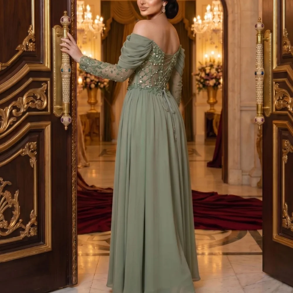 Maßgeschneidertes, exquisites schulterfreies Abendkleid für Bankette, glitzerndes A-Linien-Plissee-Kleid, langes Ballkleid, hochwertiges Partykleid