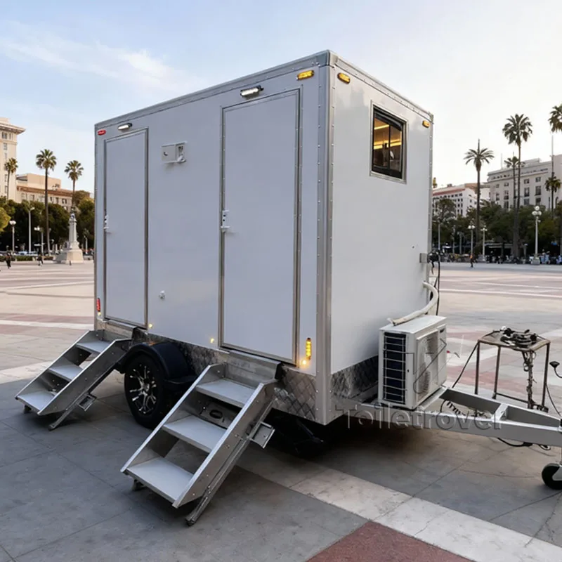 

Outdoor Use 2 Stall Luxury Restroom Frp Portable Toilets Luxury Portable Bathroom Trailer for Weddings
