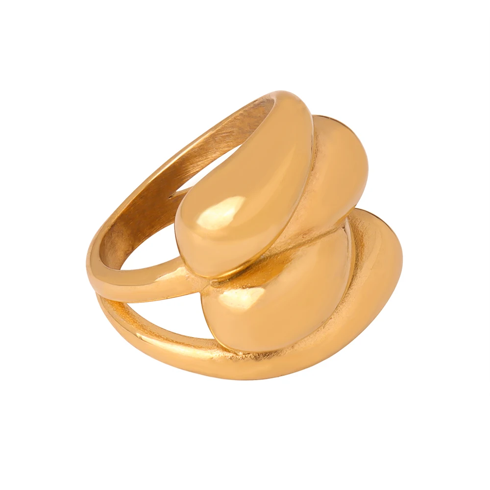 New Fine Polished Stainless Steel Rings Gold Color Adjustable Snake Ring For Lady Female Glossy Gold Ring For Party