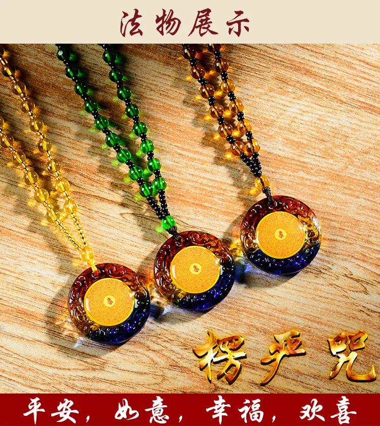 3PCS GOOD  Buddhist supplies Greco-Buddhist pocket travel efficacious Mascot # Om Mani Padme Hum Mantra Crystal  Amulet