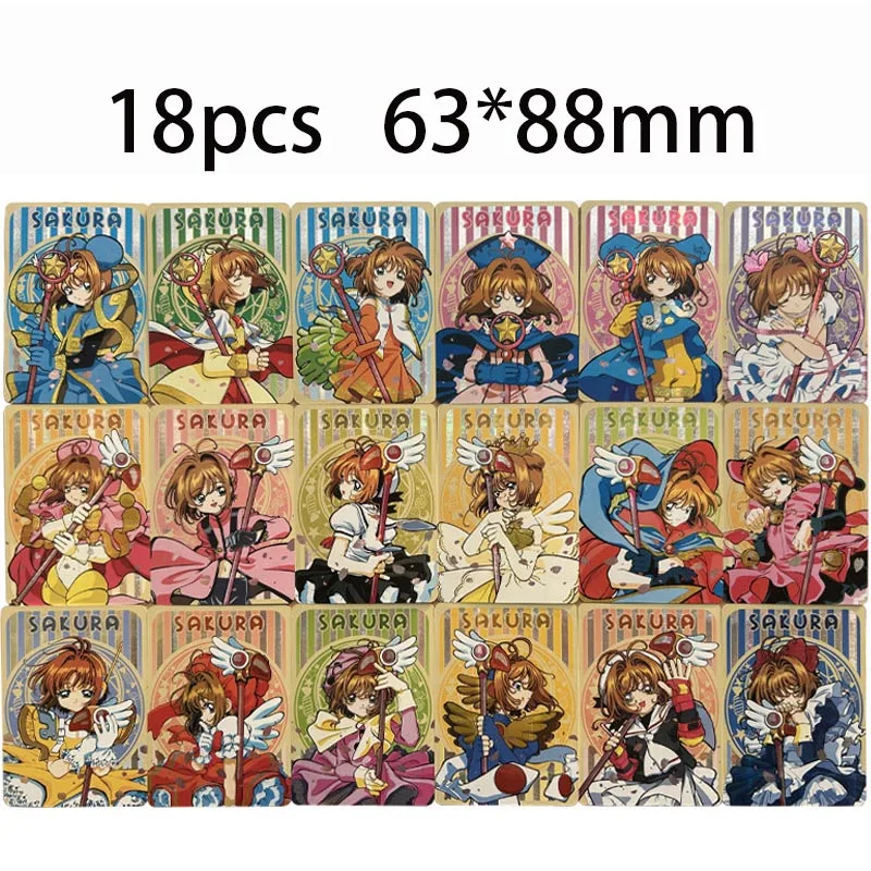 18pcs/set Cardcaptor Sakura Sakura Kinomoto DIY self-made Color Flash Card Anime Game Collection Card Gift Toy 63*88mm