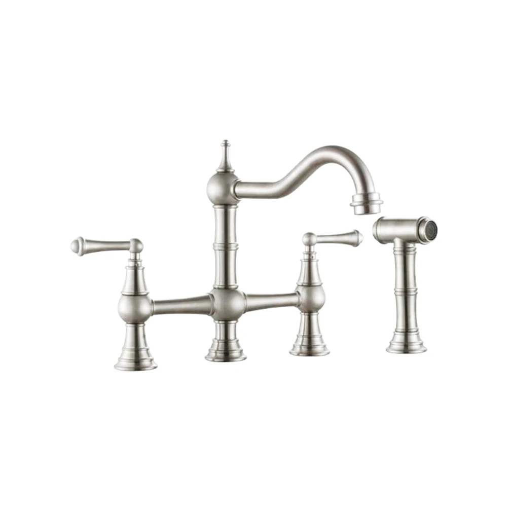 YYHC-Golden Finished Solid Brass Four Holes Sink Mounted Kitchen Faucet