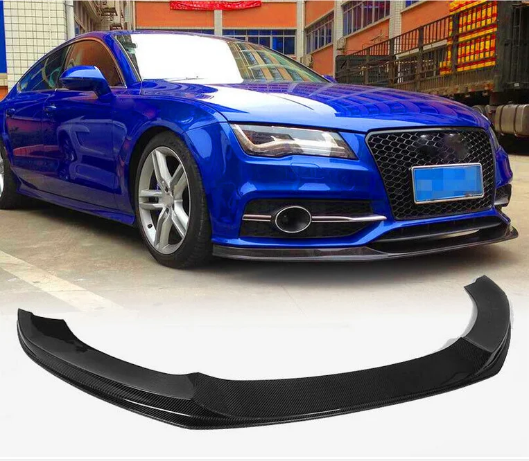 Carbon Fiber Front Bumper Lip Splitter Chin Spoiler For Audi A7 Sline S-Line 2012 - 2014