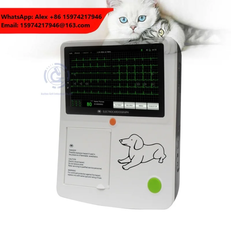 Portable 7 Lead 3/6/12 Channel Veterinary Handheld ECG Machine 7'' Color Touch Screen Lifetime Warranty For Heart Monitoring