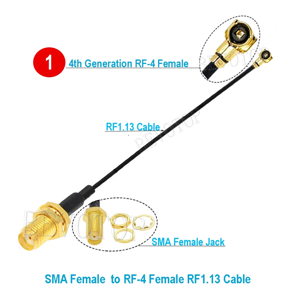 10Pcs/lot MHF4 Cable SMA Female to u.FL/IPX/MHF-4 Female Jack WIFI Antenna RF Cable RG1.13mm Pigtail Extension