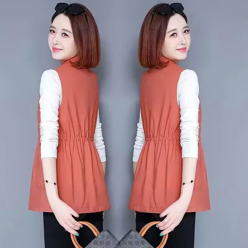 Frauen Weste Mantel Neue Einfarbig Jacke Mid Lange Weibliche Ärmellose Weste Tops frauen Grundlegende Mantel Chalco Muder XQ690