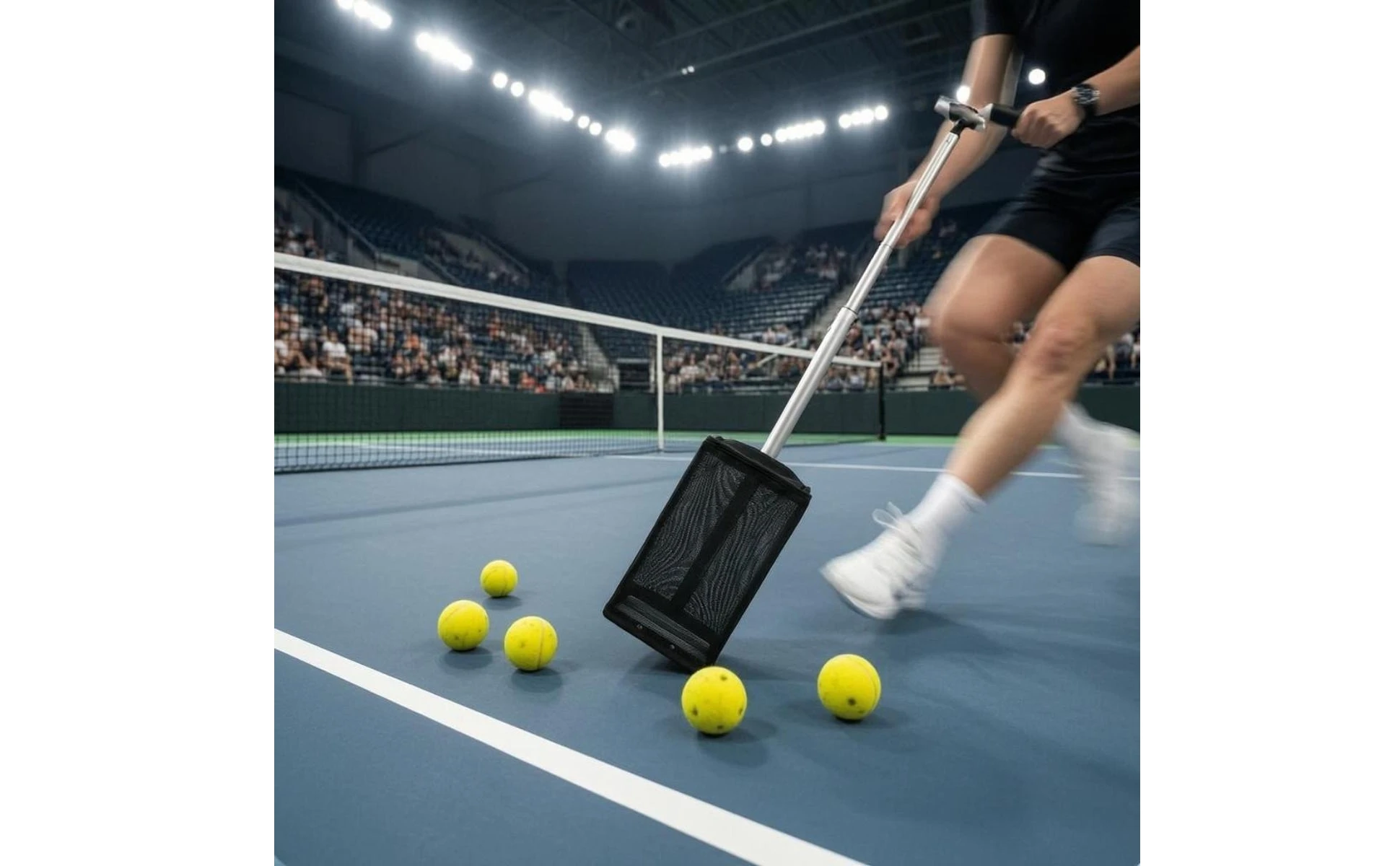 Pickleball Ball Picker Adjustable Handle Pickleball Retriever Collector Sports Equipment Stainless Steel Game Gear Zippered Top