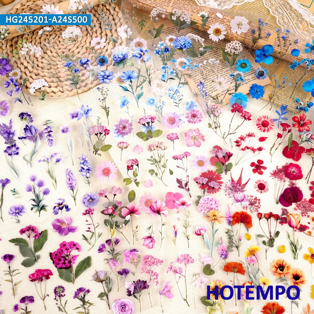 Adesivi trasparenti per piante e fiori in PET, Diario di pianificazione, Note di viaggio Scrapbook, per la decorazione creativa fai da te, Giocattoli adesivi divertenti