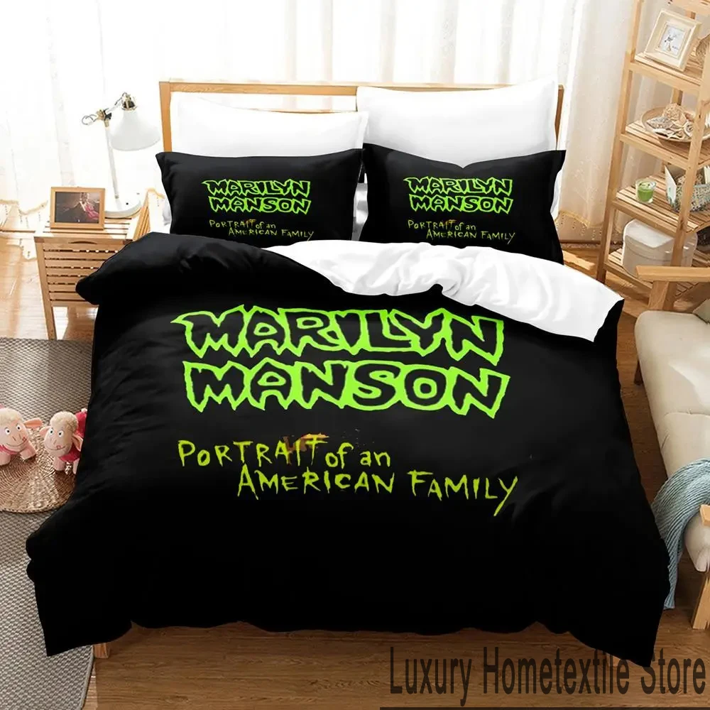 3D Print Marilyn Manson Bedding Set Boys Girls Twin Queen King Size Duvet Cover Pillowcase Bed boys Adult Home Textileextile