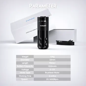 Mast Rider Pro 無線旋轉紋身機,無刷電機,LED螢幕顯示,電池筆式永久化妝紋身機,適用於紋身師 10 最佳銷售 紋身機桅杆 - №1