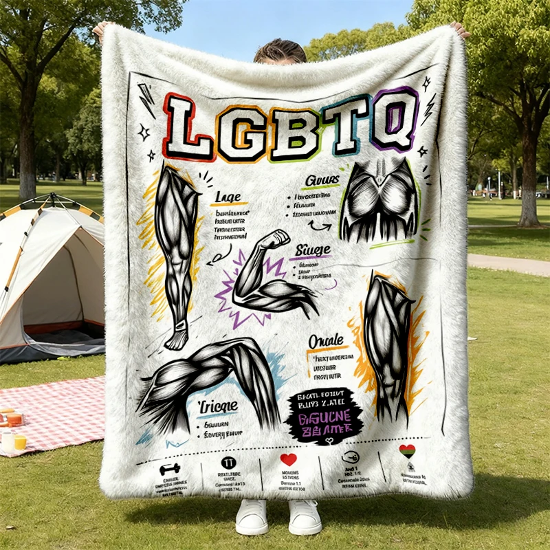 LGBTQ Legs Glutes Biceps Triceps Quads Unisex Comfy Blanket, Gym Lover Workout Flannel Blanket