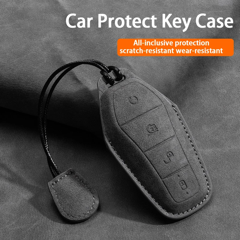 Leather Car Smart Key Case Cover Shell For BYD Dolphin ATTO 3 MAX Sealion 6 8 Dolphin Mini BYD Han EV Dolphin Sedan Destroyer 05