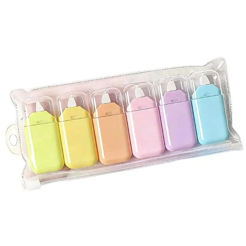 6Pcs Lightweight Compacts Correction Tape for Easy Carry and Quick Fixes