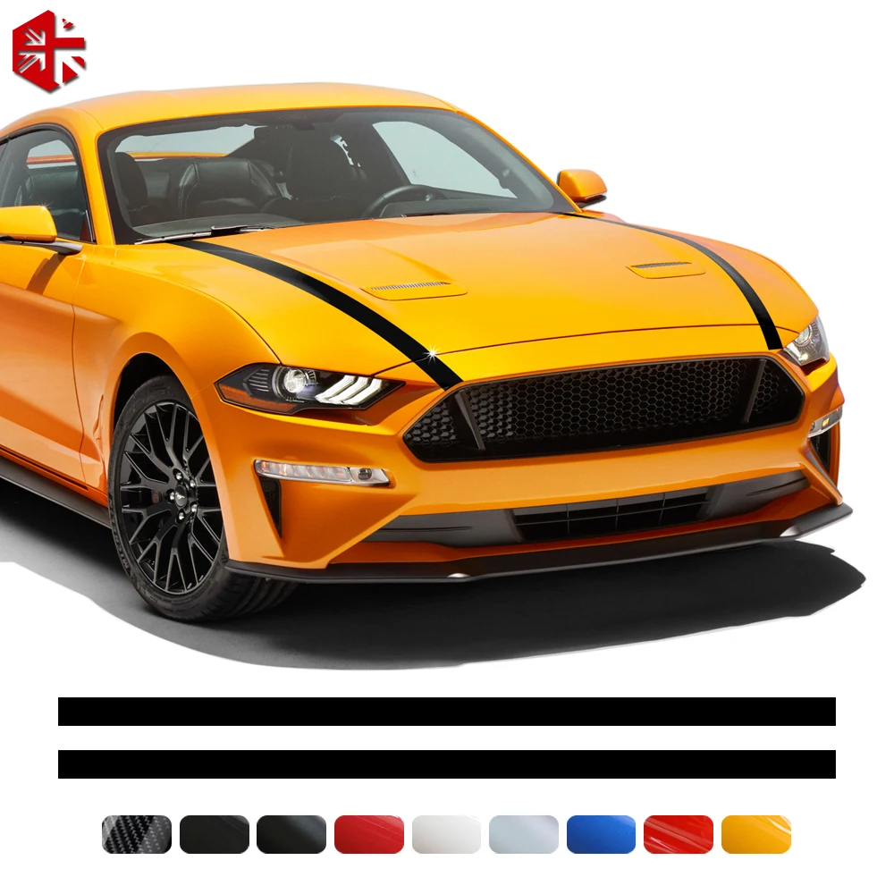 

2pcs Racing Sport Hood Bonnet Stripes Decal Stickers For Ford Mustang 2015-2023 Accessories