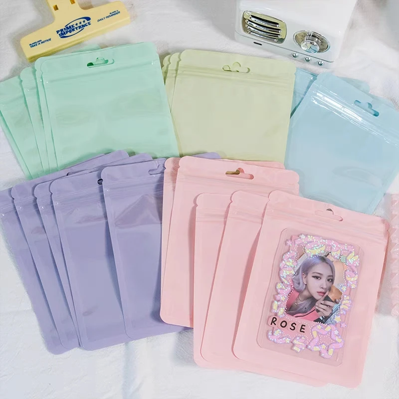 10pcs/pack Plastic Storage Bag Candy Color Kpop Toploader Card Idol Photocard Holder Protective Case Photo Sleeve Stationery