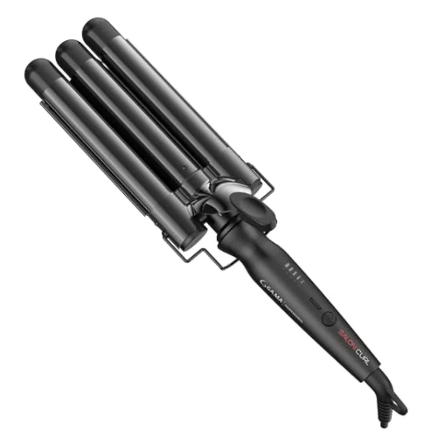 

GA.MA Salon Curl Triferro Hair Waver Silk Chrome Titanium 1 Triple Barrel Deep Waver with Anti-Frizz Coating Adjustable 285430F