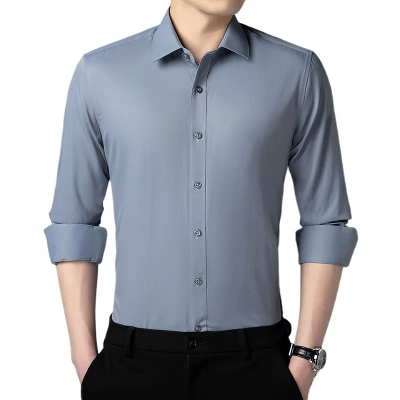 

Men's Long Sleeve Shirt Summer Fashion Solid Color Breathable Cotton Blend Business Casual Top Daily Commute Simple Versatile