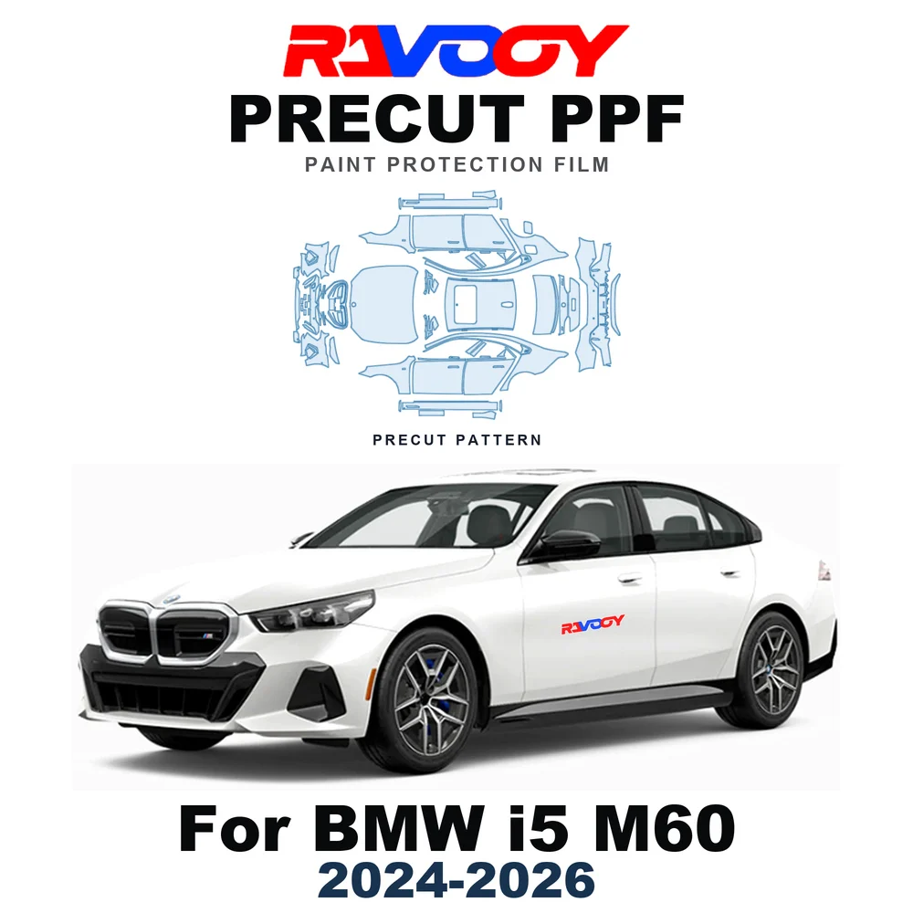 Precut PPF For BMW i5 M60 2024-2026 8.5mil TPU Paint Protection Film Hood Bonnet Bumper Headlight Self-Healing Clear Kit Fenders