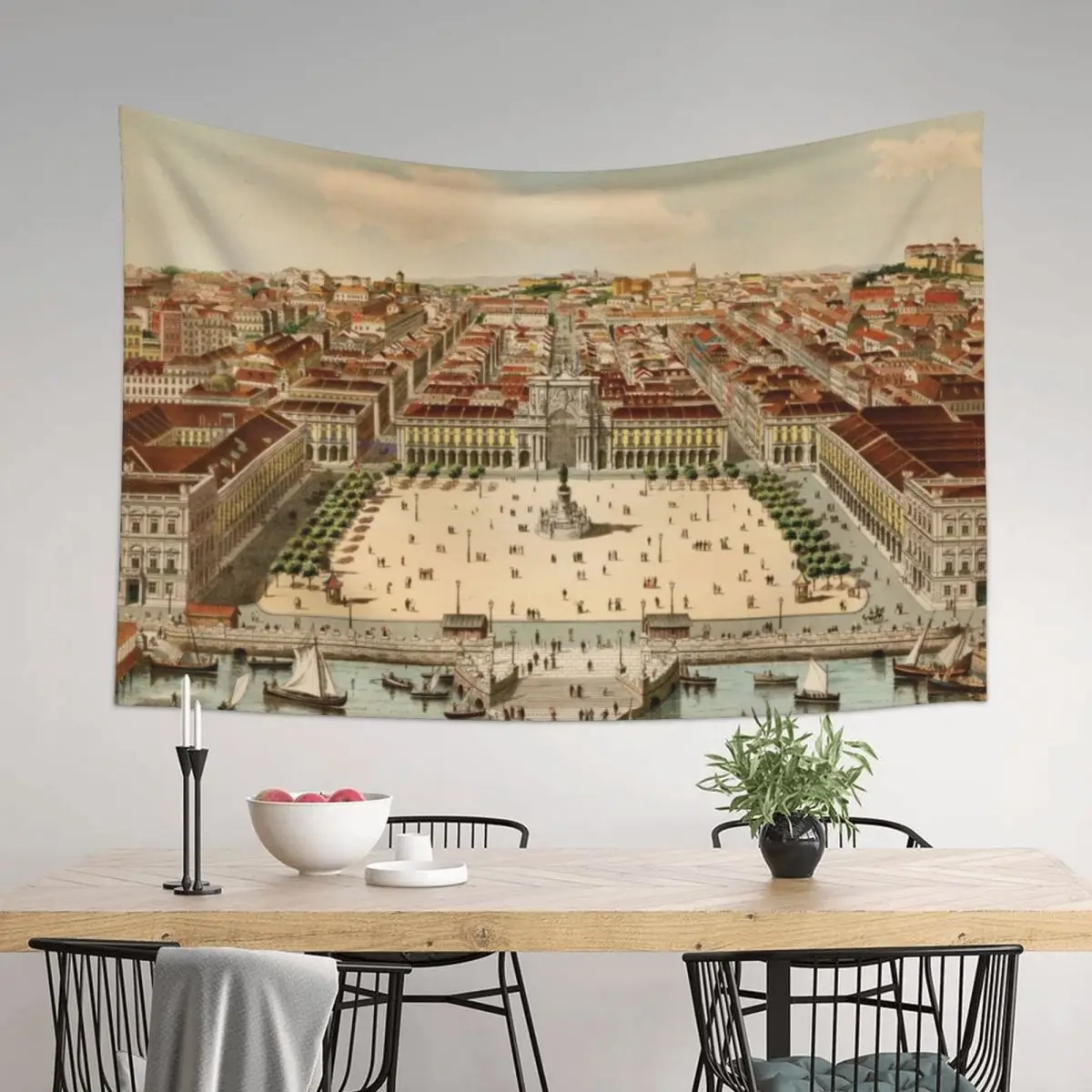 

Vintage Map of Lisbon Portugal (1860) Tapestry House Decoration Aesthetic Room Decor Nordic Home Decor Art Mural Tapestry