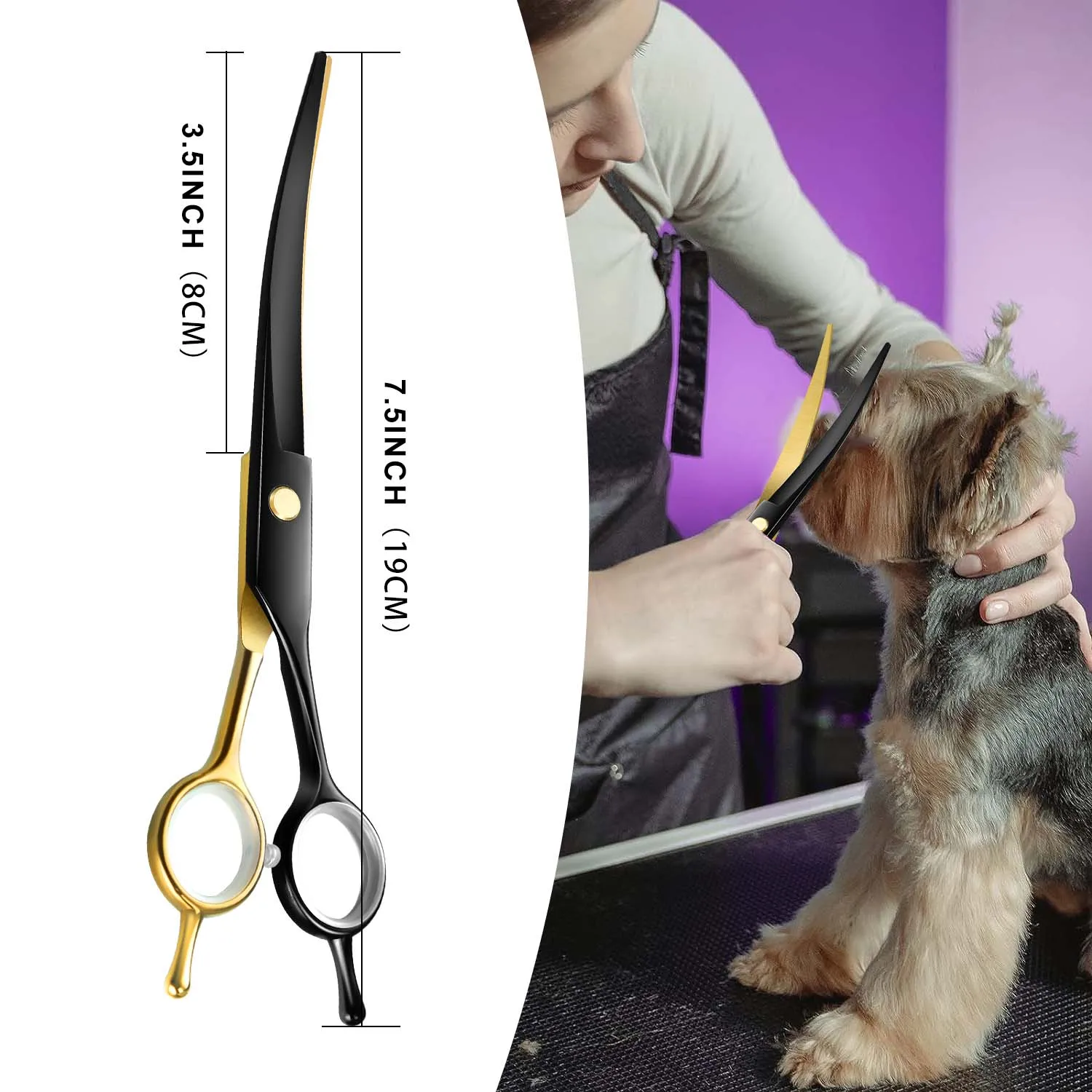 Professional Pet Grooming Scissors - Ergonomic Curved Design for Precise, Smooth Cutting - Salon-Grade Hair Shears