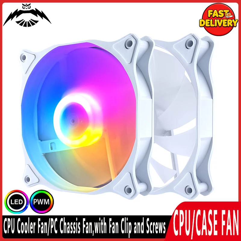 

Кулер для процессора Вентиляторы для корпуса 12 В Бесшумная красочная лампа Воздушный охладитель с зажимом для вентилятора и винтами Охлаждающий корпус для ПК Вентилятор 90 мм/120 мм 3pin 4pinPWM