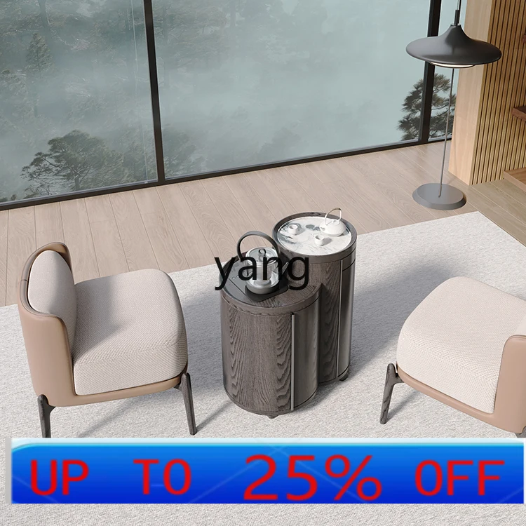 

Lh movable marble solid wood tea table integrated high-end Italian tea table tea table