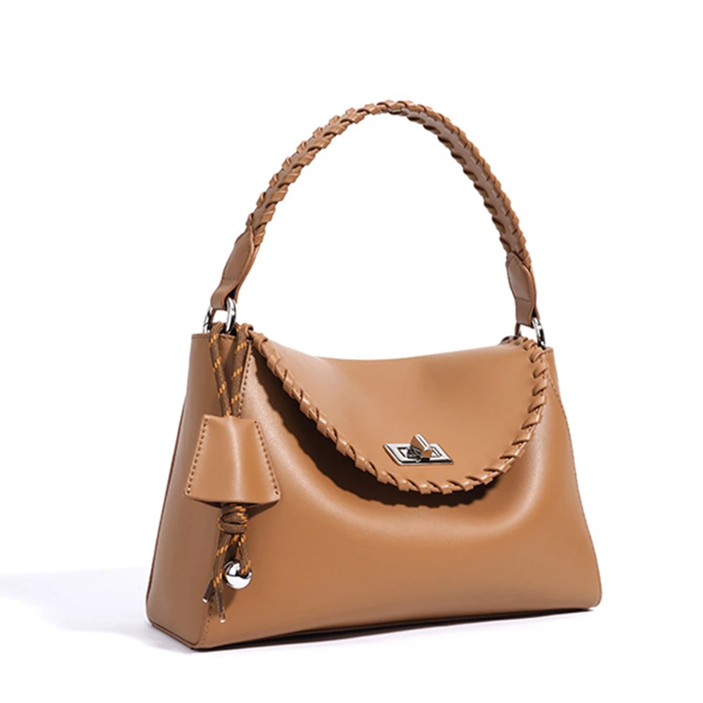 

bags for woman Stylish Handmade Weave Edge and Handle Tote Women‘s Leather Handbag designer Trend Beige Green Shoulder Bag