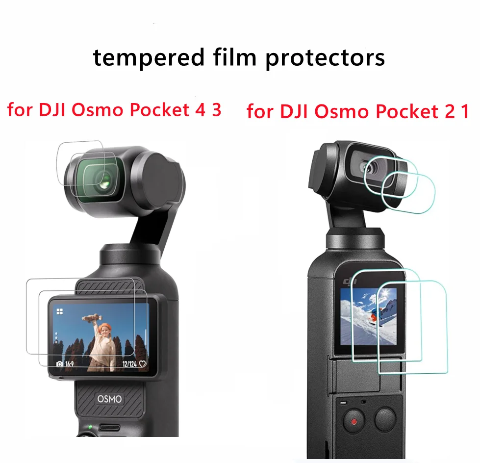 For DJI Osmo Pocket 3/4/2/1 Screen Lens  Protector Accessories with Tempered Glass LCD Display Film Ultra HD 9H Hardness