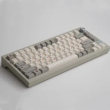 9009 레트로 그리스 회색 및 흰색 기계식 키보드, 건방진 높이 키캡, 136 키, PBT 소재, 승화 체리 프로파일