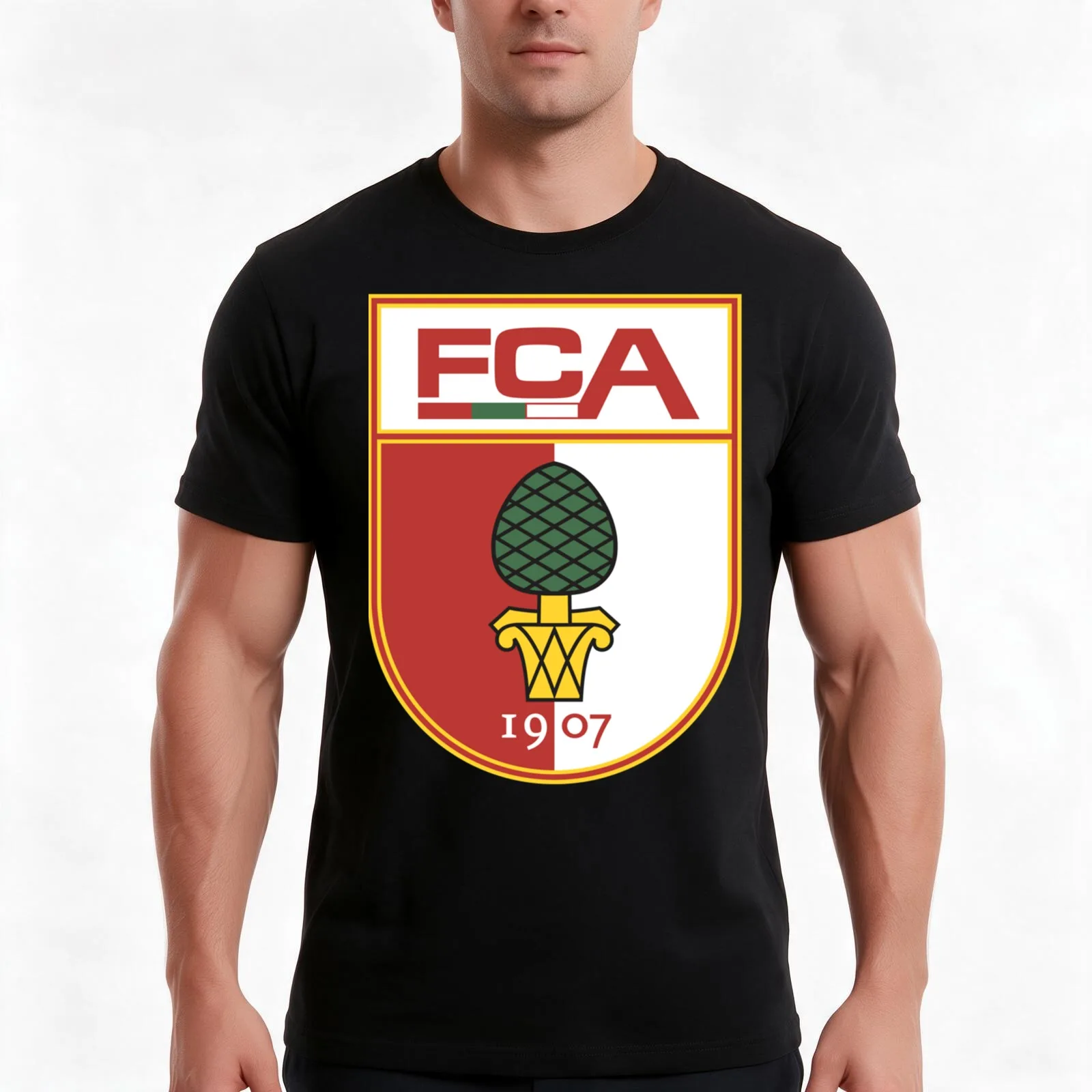 Augsburg-FC T-Shirt, Summer Casual Cotton Tee, Oversized Streetwear Tops, Vintage Graphic Print, Loose Fit Short Sleeve