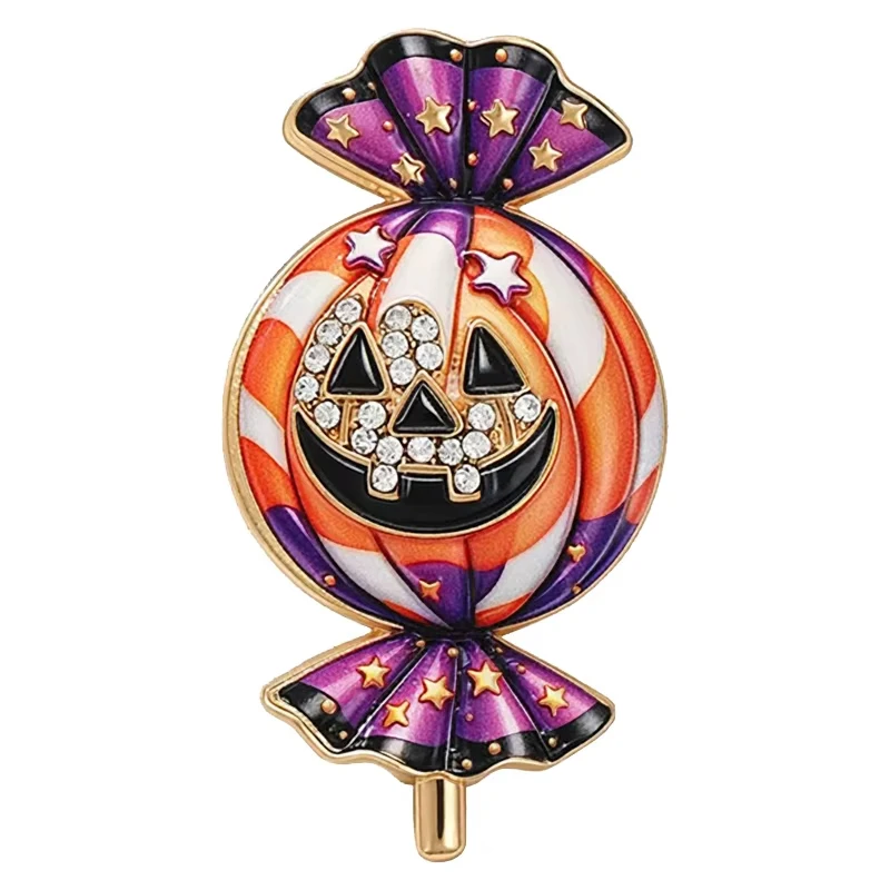 FTCY Lovely Candy Pumpkin Brooches For Unisex Cute Halloween Pumpkin Brooch Halloween Jewelry Gift